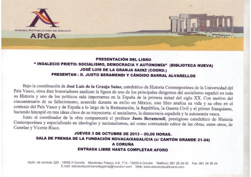 Presentación del libro sobre Indalecio Prieto en La Coruña