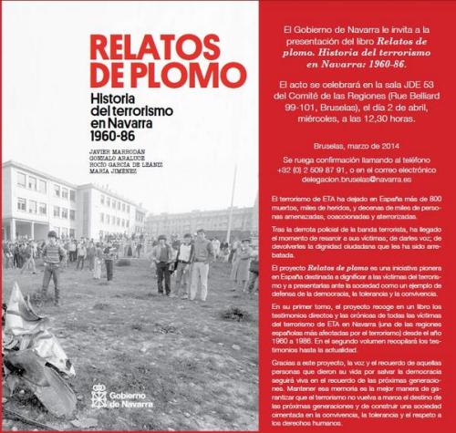 Presentation of the book “Relatos de Plomo” (Lead Tales. History of terrorism in Navarre 1960-86)