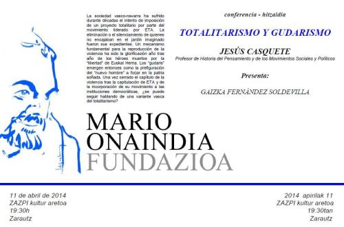 Conferencia sobre totalitalismo y nacionalismo vasco radical en Zarauz este viernes