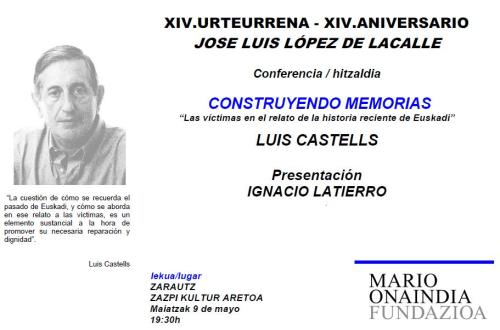 Conferencia en Zarauz: Construyendo memorias. Las víctimas en el relato de la historia reciente de Euskadi